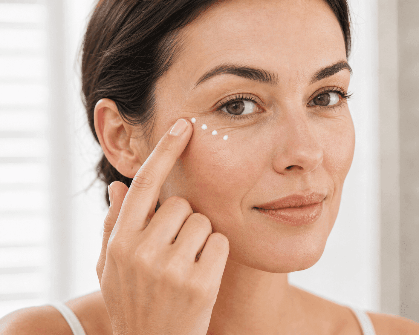 Woman applying anti-aging cream under her eye