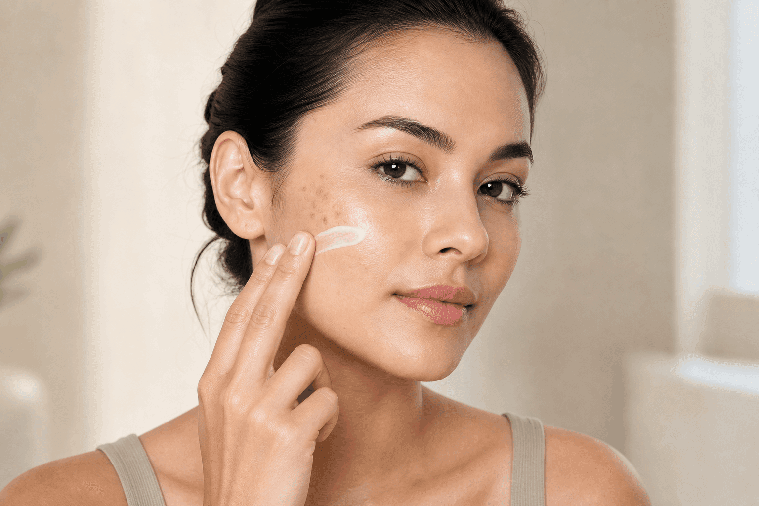Applying brightening treatment to melasma-prone skin