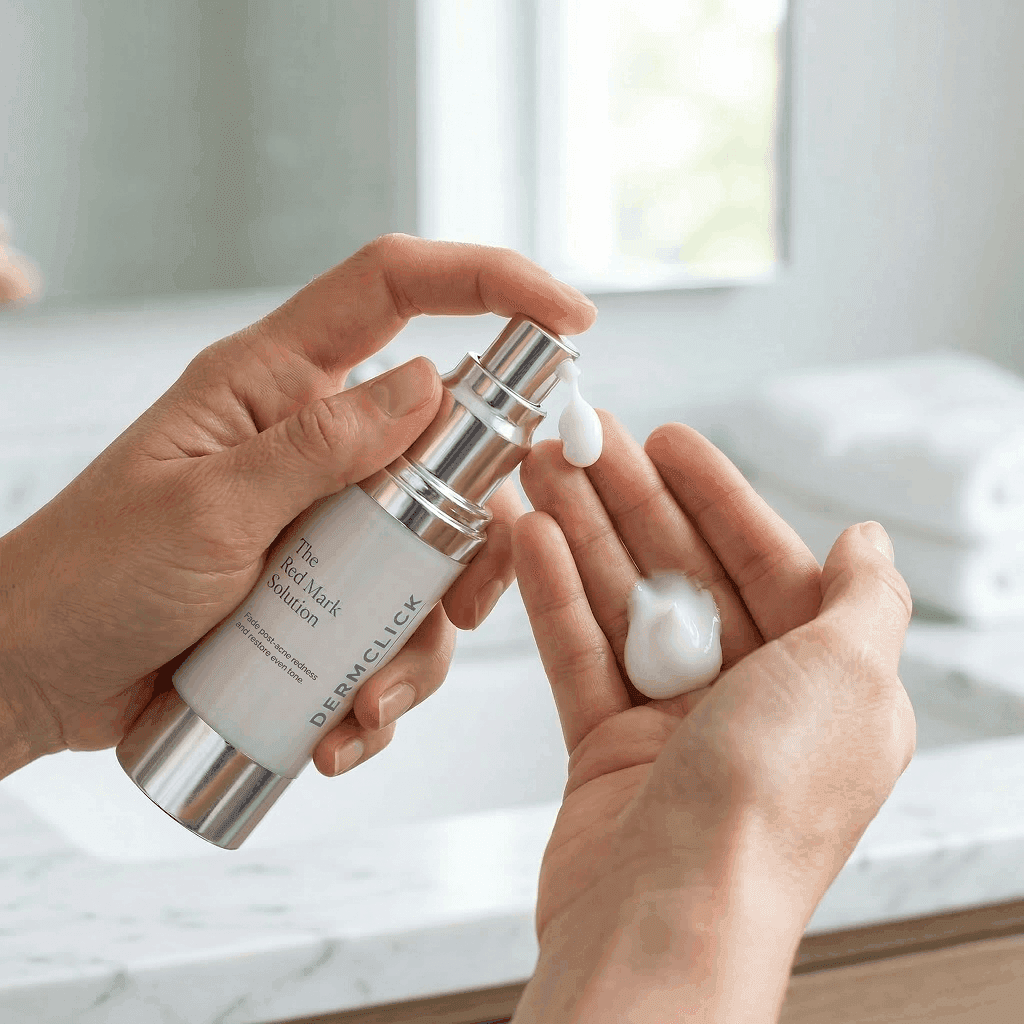 Applying The Red Mark Solution to post-acne redness