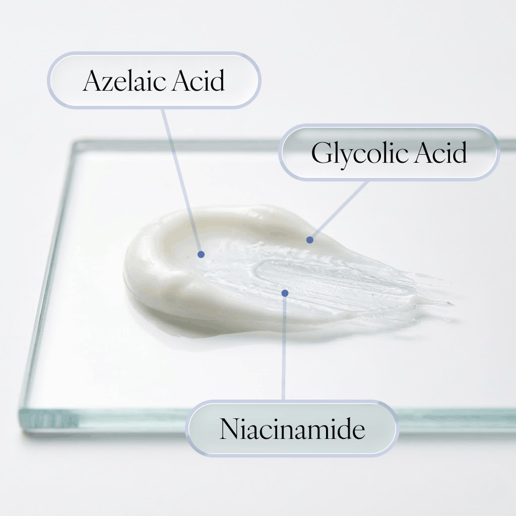 The Redness & Acne Formula ingredient texture callouts