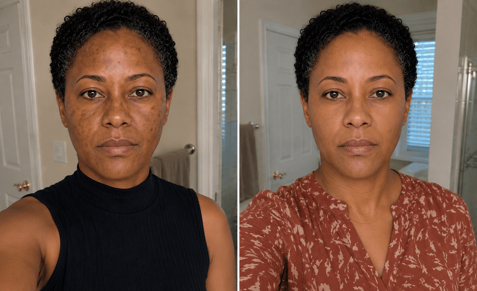 A. Bohren's melasma before and after using The Brightening Solution