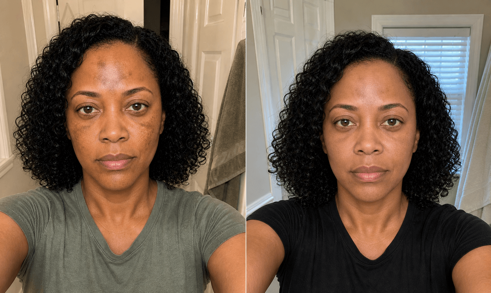Talia's melasma before and after using The Brightening Solution