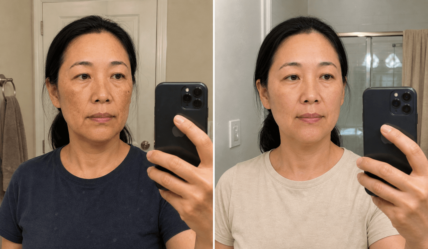 Marisol's melasma before and after using The Brightening Solution