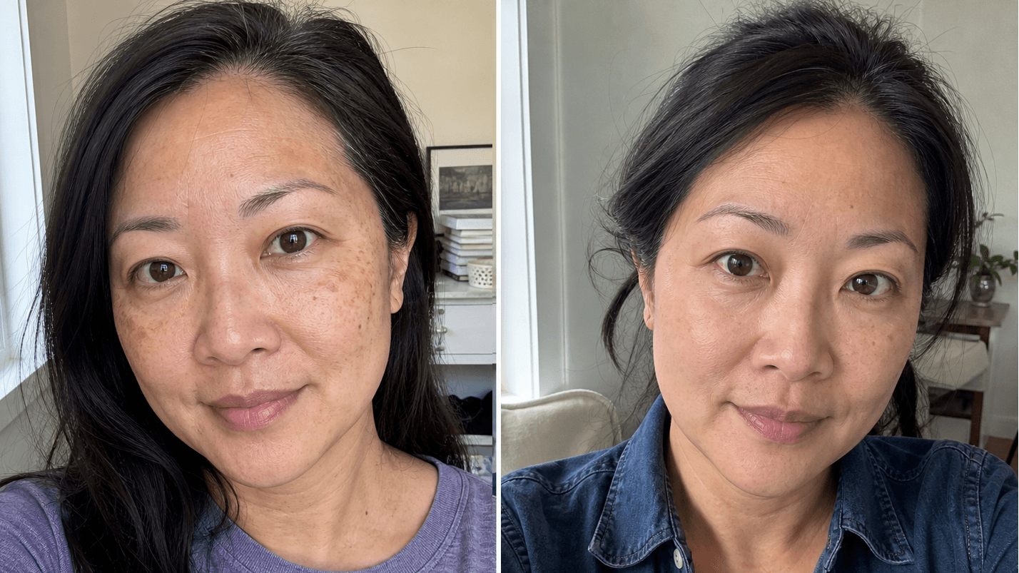 Manou's dark spots before and after using The Dark Spot Solution
